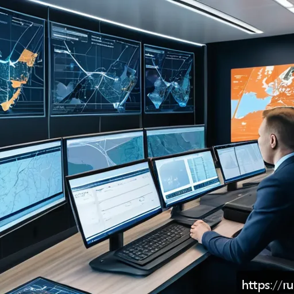 물류기술사 자격증과 물류 비용 절감 사례 - A detailed, realistic scene of a modern Russian logistics control center with large digital maps sho...