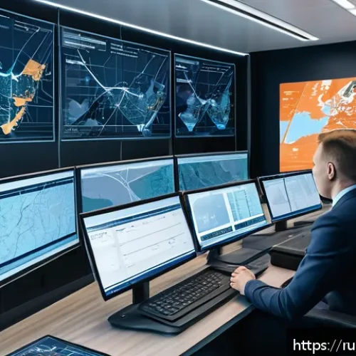 Home 31 물류기술사 자격증과 물류 비용 절감 사례 - A detailed, realistic scene of a modern Russian logistics control center with large digital maps sho...