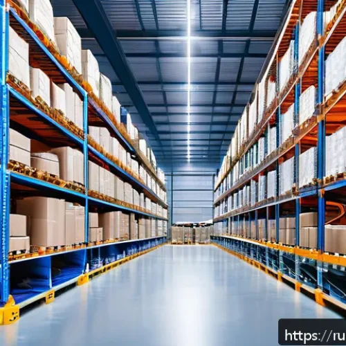 Home 17 물류기술사 시험을 위한 최신 물류 트렌드 - A modern warehouse interior showcasing autonomous robots efficiently moving pallets and assembling p...